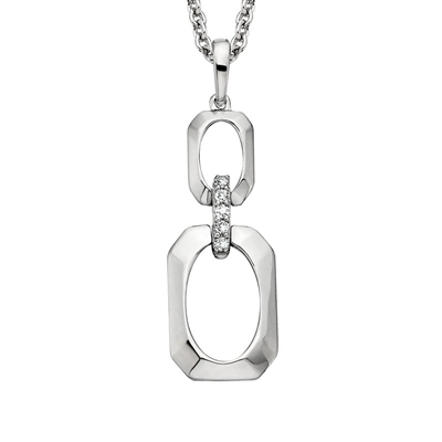 sterling silver & diamond octagon necklace
