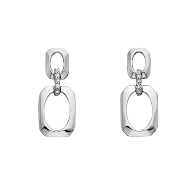 sterling silver & diamond octagon drop earrings