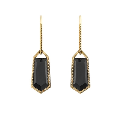 gold vermeil fancy cut onyx drop earrings