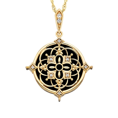 gold vermeil onyx filagree necklace