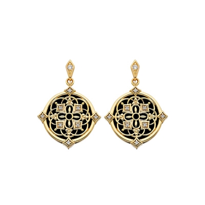 gold vermeil onyx filagree earrings