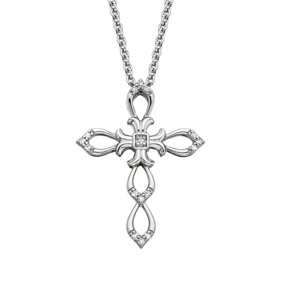 sterling silver & diamond cross necklace