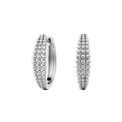 sterling silver triple row beaded hoop earrings