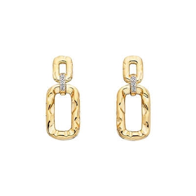 white sapphire gold vermeil hammered rectangle earrings