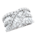 14k white gold round diamond & baguette ring