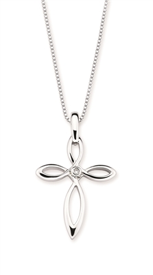 sterling silver & diamond cross necklace