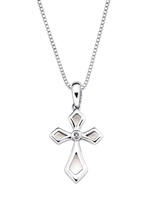 diva diamondsvsterling silver & diamond cross necklace