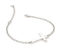 sterling silver & diamond sideways cross bracelet