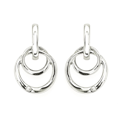 sterling silver & diamond linked circle earrings