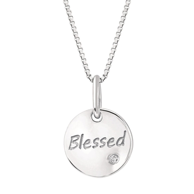 sterling silver & diamond blessed necklace