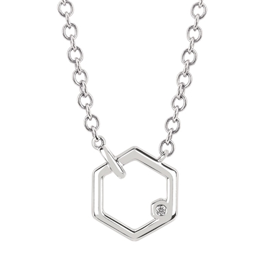 diva diamonds sterling silver & diamond hexagon necklace