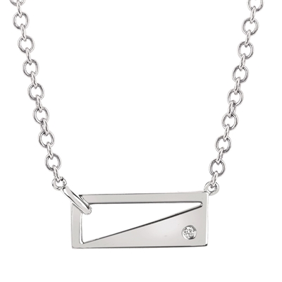 diva diamonds sterling silver & diamond rectangle bar necklace