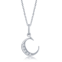 sterling silver & diamond initial letter C necklace