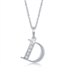 sterling silver & diamond initial letter D necklace