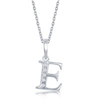 sterling silver & diamond initial E necklace