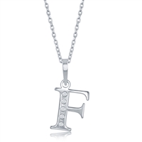 sterling silver diamond initial letter F necklace