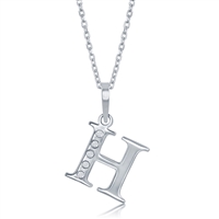 sterling silver & diamond initial H necklace