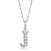 sterling silver diamond initial J necklace