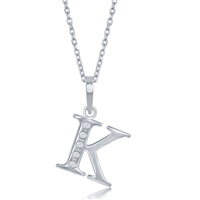 sterling silver & diamond initial k necklace