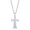 sterling silver diamond initial letter T necklace