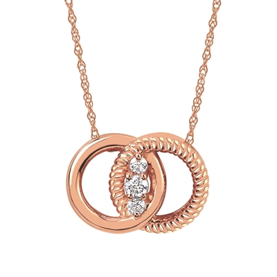 14k rose gold diamond marriage symbol necklace