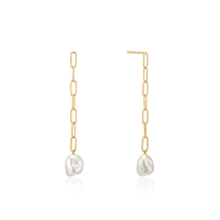 Ania Haie pearl of wisdom chunky drop gold earrings