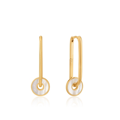 Ania Haie hidden gem gold mother of pearl dish hoop earrings