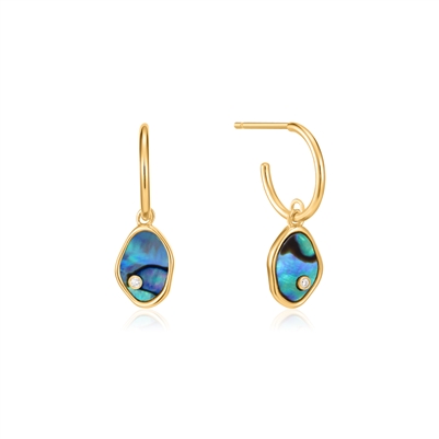 Ania Haie turning tides tidal abalone mini hoop gold earrings