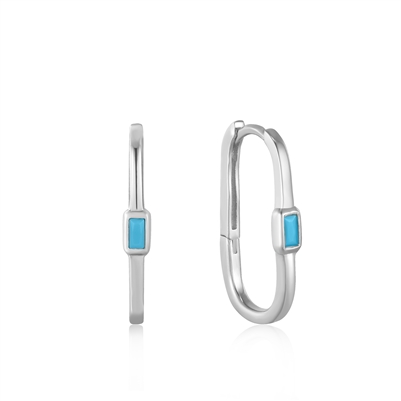 Ania Haie into the blue silver turquoise oval hoop earrings