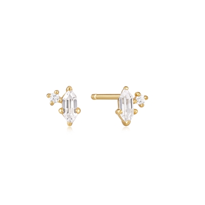 Ania Haie gold dance 'til dawn sparkle emblem stud earrings