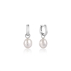 Ania Haie pearl power silver pearl drop sparkle huggie hoop earrings