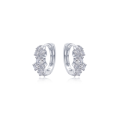 Lafonn sterling silver & cubic zirconia cluster huggie earrings