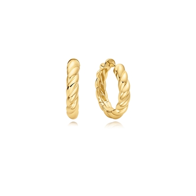 Ania Haie tide echo gold twisted huggie hoop earrings