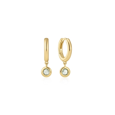 Ania Haie ripple joy gold dangling mint green cz huggie hoop earrings