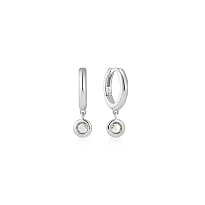 Ania Haie ripple joy sterling silver dangling mint green cz huggie hoop earrings
