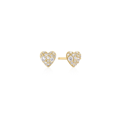 Ania Haie starlit drops gold pave heart cz stud earrings