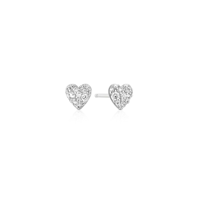 Ania Haie starlit drops silver pave heart cz stud earrings