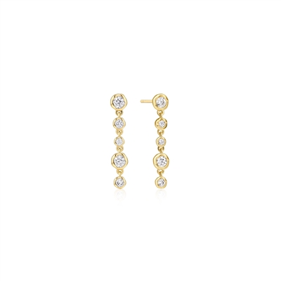 Ania Haie starlit drops gold molten cascade bezel set drop stud cz earrings