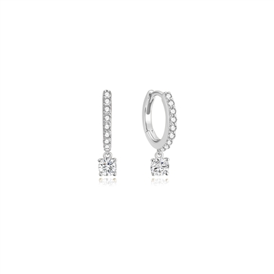 Ania Haie luna gaze sterling silver dangling sparkle cz huggie hoop earrings