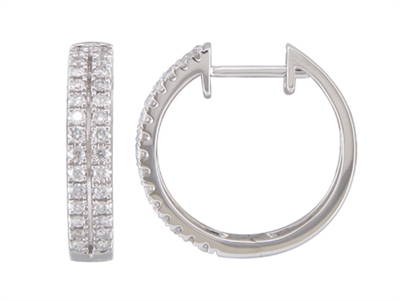 14k white gold split diamond hoop earrings