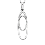 10k white gold diamond oval necklace