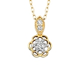 10k yellow gold diamond flower necklace