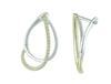 14k white & yellow gold two tone diamond hoop earrings