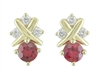 14k yellow gold ruby & diamond accented stud earrings