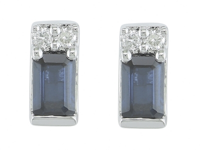 14k white gold diamond & sapphire earrings