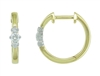 14k yellow & white gold two tone 3 diamond hoop earrings