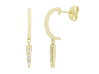 14k yellow gold diamond drop earrings