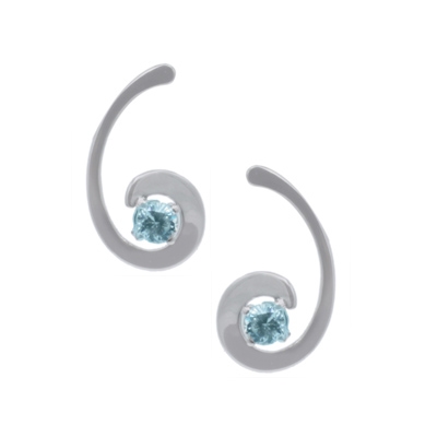 Frederic Duclos sterling silver blue topaz swirl earrings