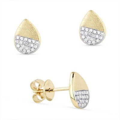 Madison l pear shaped yellow gold diamond earrings