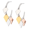 Frederic Duclos sterling silver with rose gold & yellow gold plating diamond shaped earrings